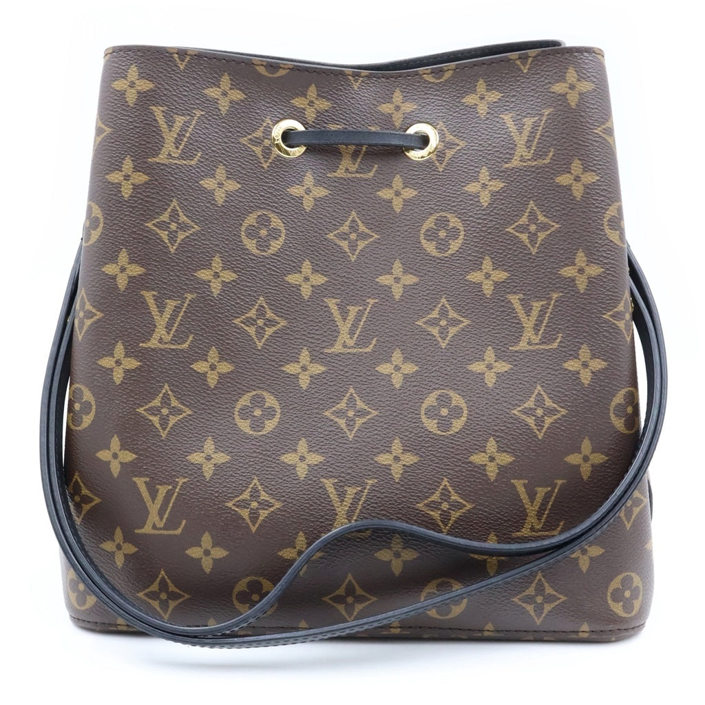 LOUIS VUITTON(ルイヴィトン) モノグラム ネオノエ ショルダーバッグ ブラウン×ブラック レザー×PVC M44020 ゴールド金具 レディース