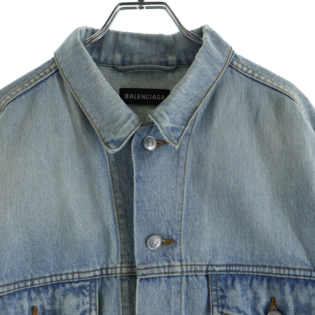 BALENCIAGA(バレンシアガ) バックロゴ デニムジャケット ジージャン ライトブルー 534553 TYE14 レディース