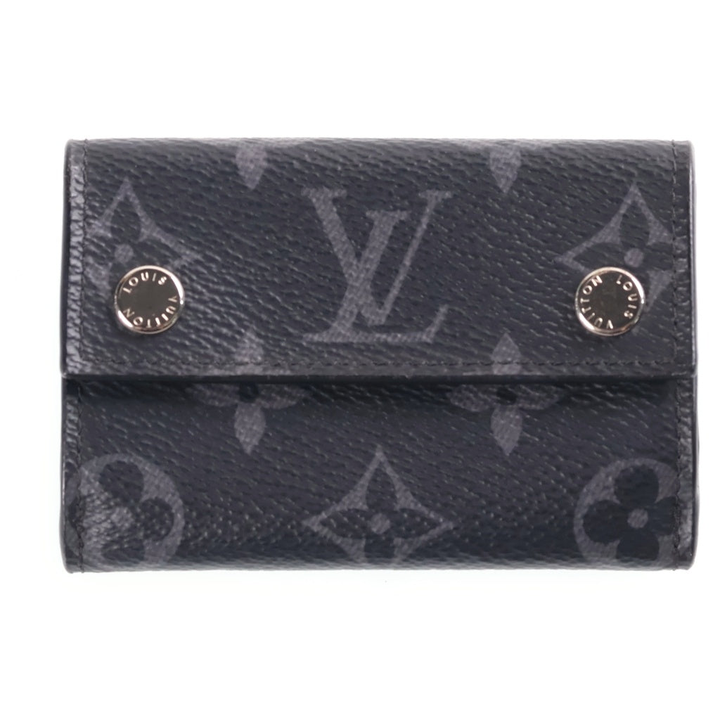 LOUIS VUITTON(ルイヴィトン) モノグラムエクリプス ディスカバリー コンパクトウォレット ミニ財布 三つ折り財布 コインケース ブラック PVC M67630 シルバー金具 レディース