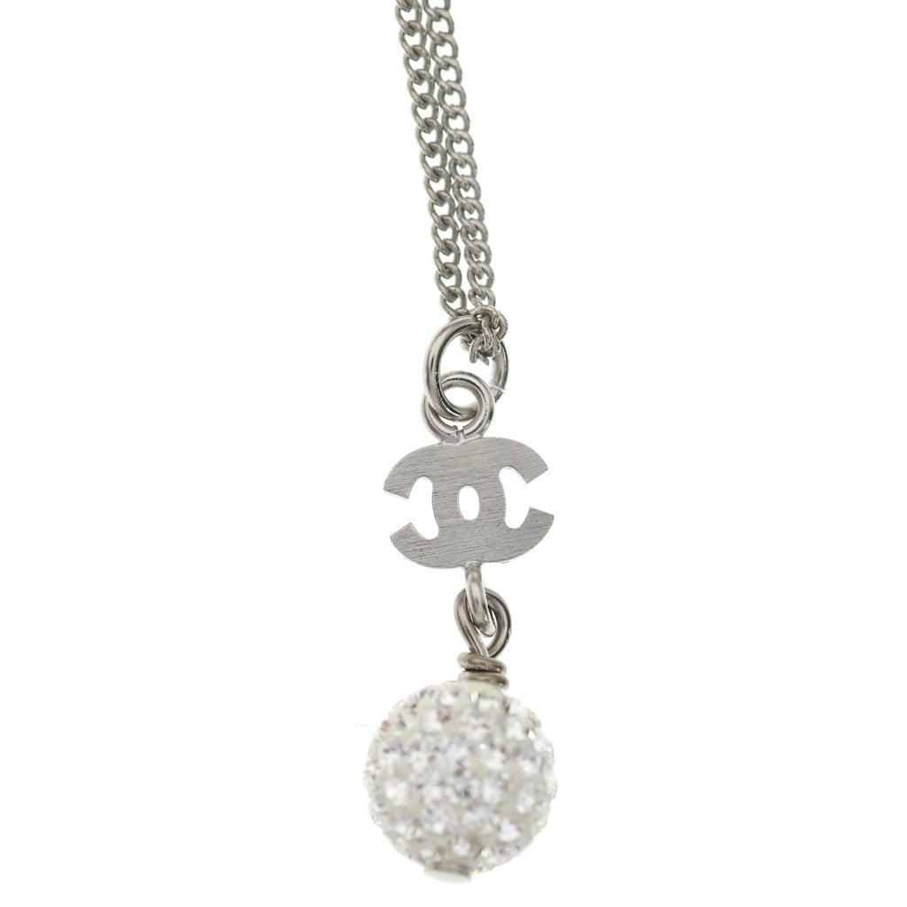 CHANEL(シャネル) ココマーク ミラーボール ラインストーン ネックレス ペンダント チェーン シルバー レディース
