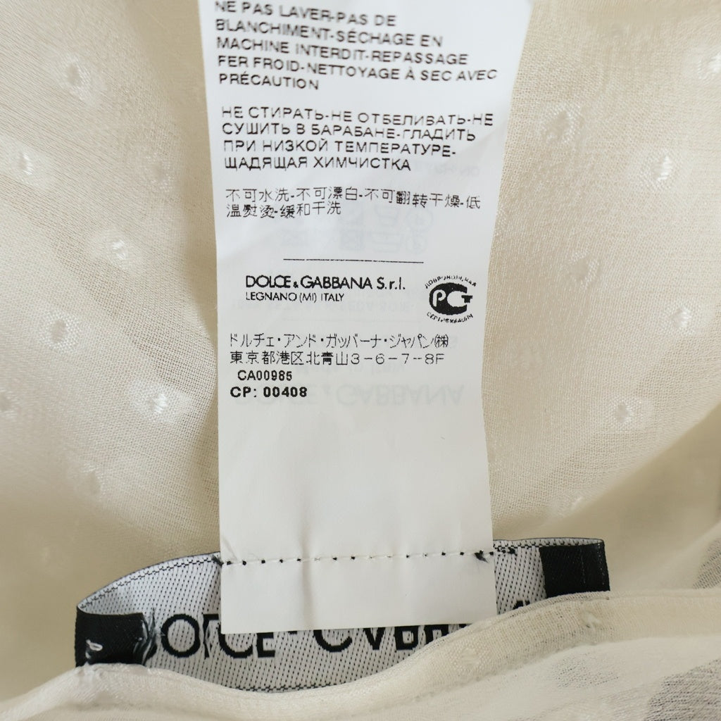 DOLCE & GABBANA(ドルチェアンドガッバーナ) シアーリボンブラウス 長袖 ホワイト シルク FH-F5K51T/FJ1EE レディース