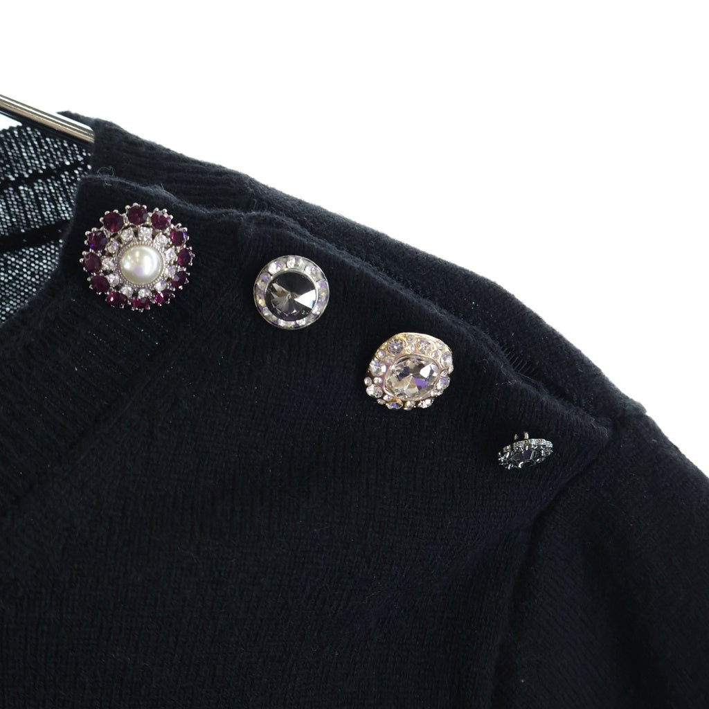 MARC JACOBS(マークジェイコブス) 半袖ニット ラインストーン ウール ブラック N6000027 レディース