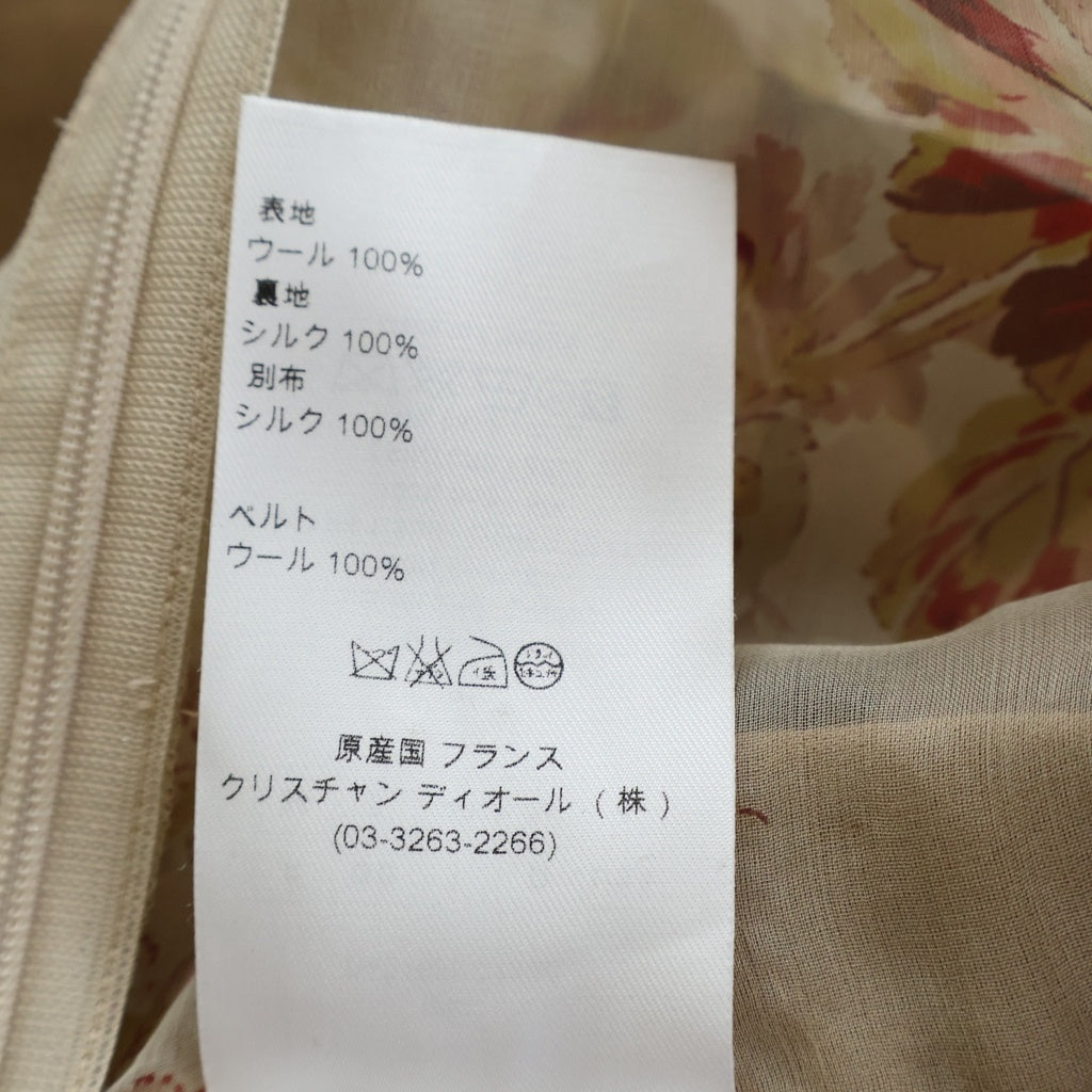 Christian Dior(クリスチャンディオール) 花柄ドッキング ノースリーブワンピース ウール×シルク ベージュ 0A21680C1130 レディース