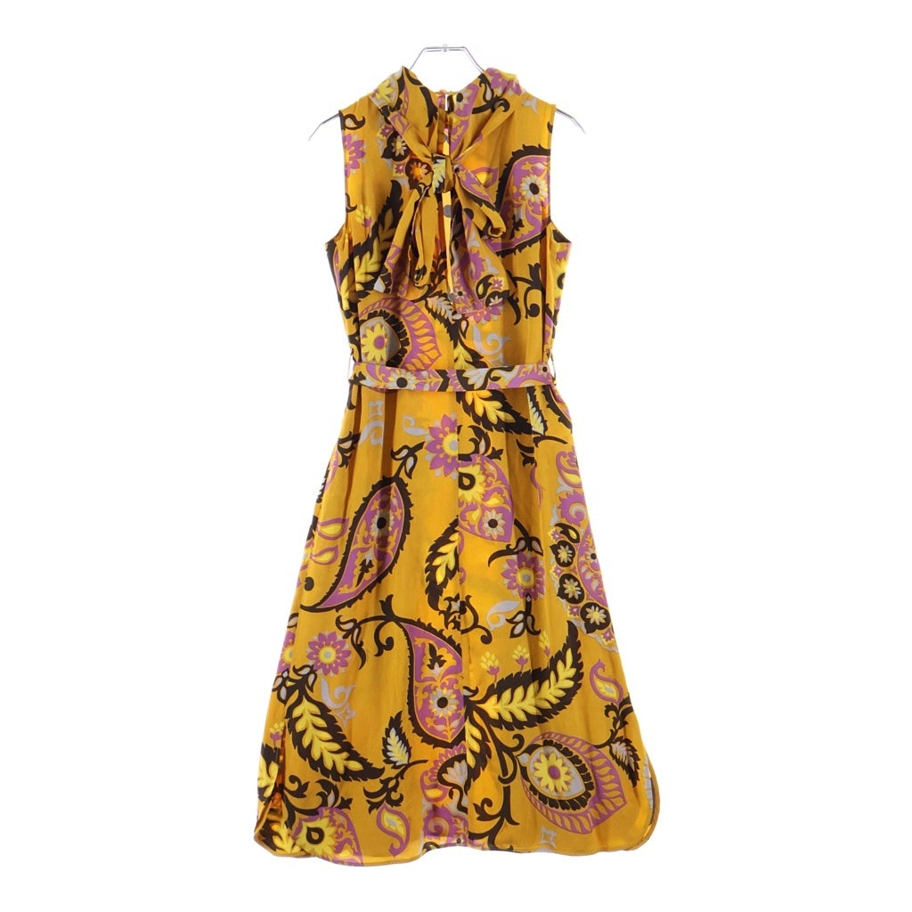 GUCCI(グッチ) 花柄ワンピース リボン オレンジ シルク 335910 レディース