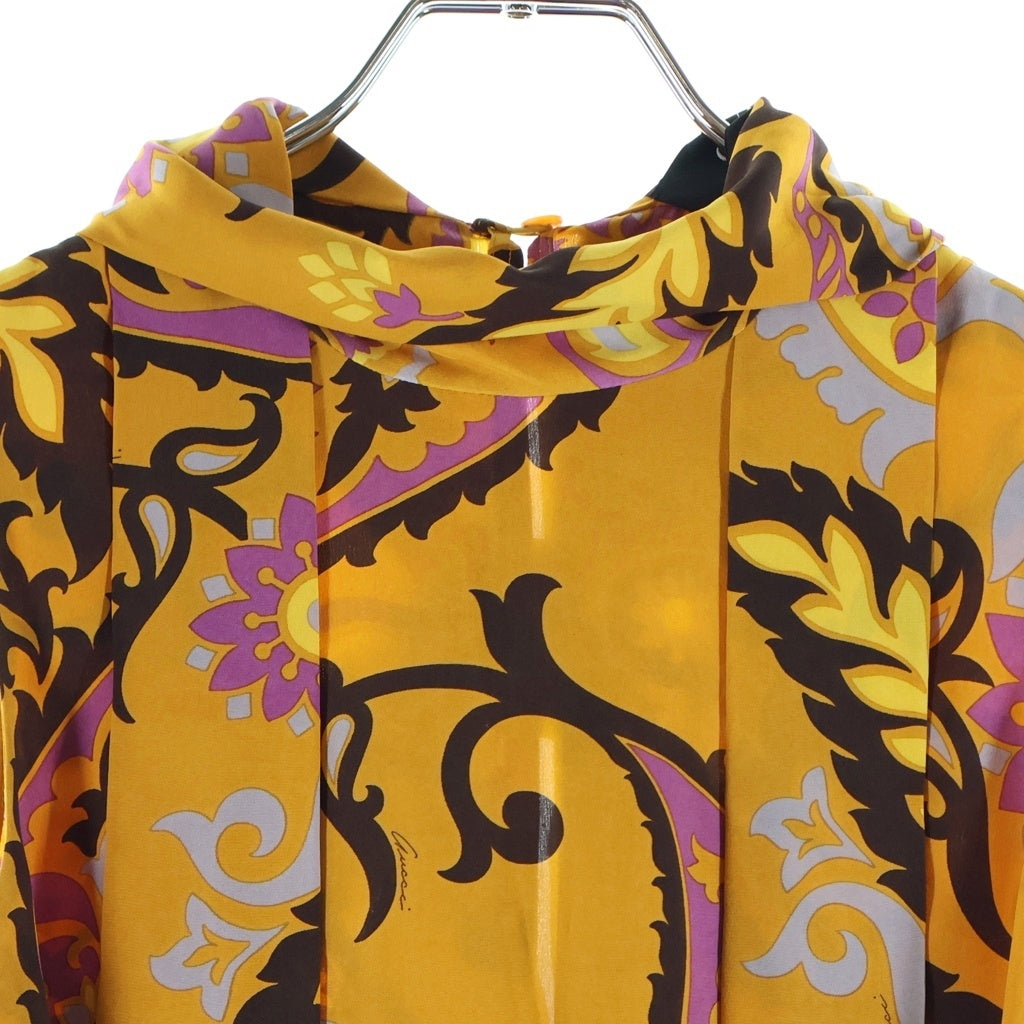 GUCCI(グッチ) 花柄ワンピース リボン オレンジ シルク 335910 レディース