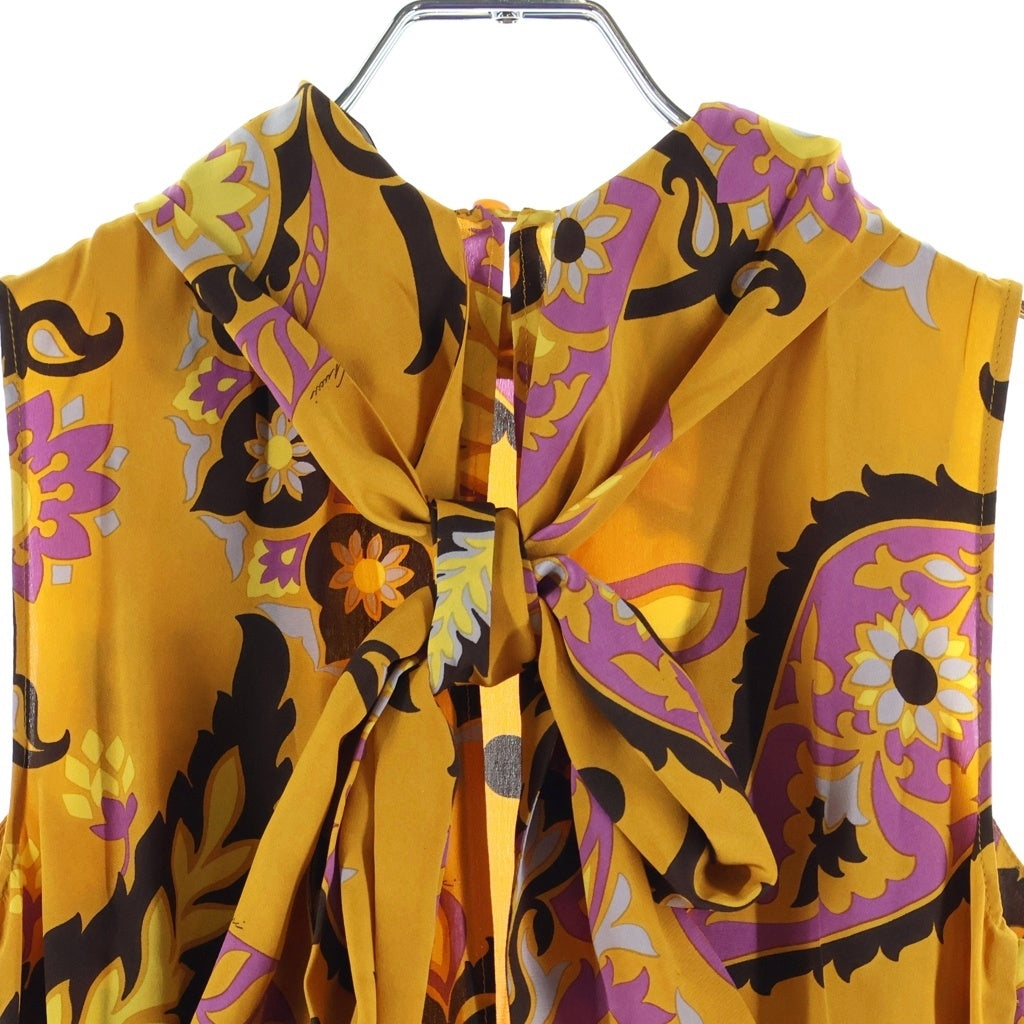 GUCCI(グッチ) 花柄ワンピース リボン オレンジ シルク 335910 レディース