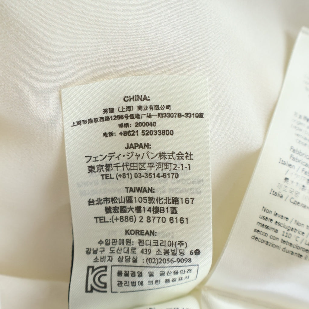 FENDI(フェンディ) リボンブラウスシャツ フェイクパール ベージュ シルク FS6959 O2R レディース