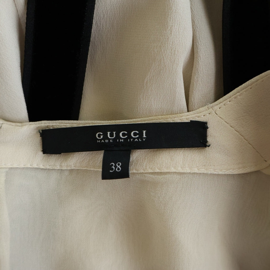 GUCCI(グッチ) ノースリーブプリーツワンピース リボン シルク アイボリー 179688 レディース