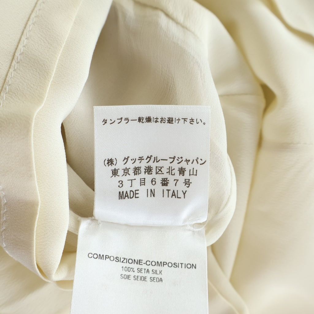 GUCCI(グッチ) ノースリーブプリーツワンピース リボン シルク アイボリー 179688 レディース