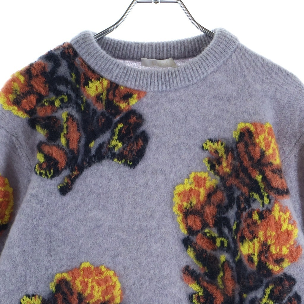 Chloe(クロエ) 花柄ニットセーター パープル×オレンジ ポリエステル CHC19AMP78610516S レディース