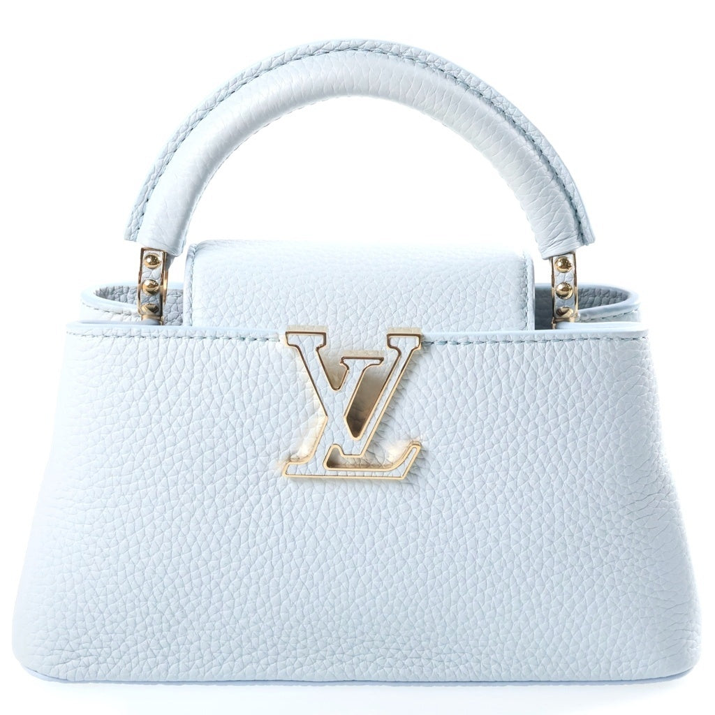 LOUIS VUITTON(ルイヴィトン) カプシーヌ EW MINI ハンドバック 2wayバック パール トリヨンレザー ゴールド金具 スカイブルー レディース