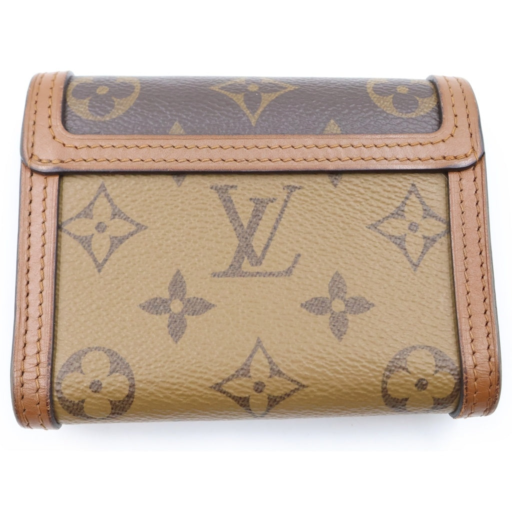 LOUIS VUITTON(ルイヴィトン) モノグラムリバース ポルトフォイユドーフィーヌ コンパクトウォレット 三つ折り財布 コインケース ブラウン PVCレザー M68725 ゴールド金具 レディース