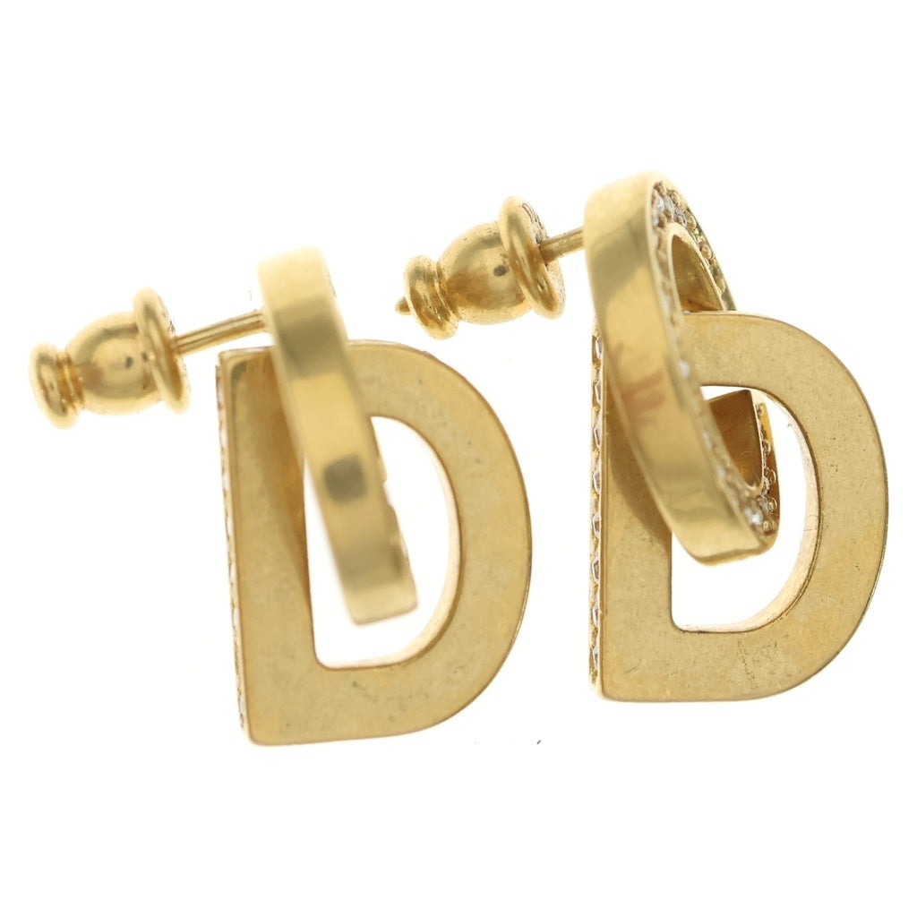 Christian Dior(クリスチャンディオール) CDロゴ ラインストーンピアス ゴールド GP レディース