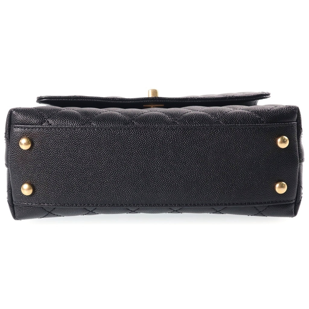 CHANEL(シャネル) ココハンドル XS 2WAY ショルダーバッグ トップハンドル ゴールド金具 キャビアスキン ブラック A92990 レディース