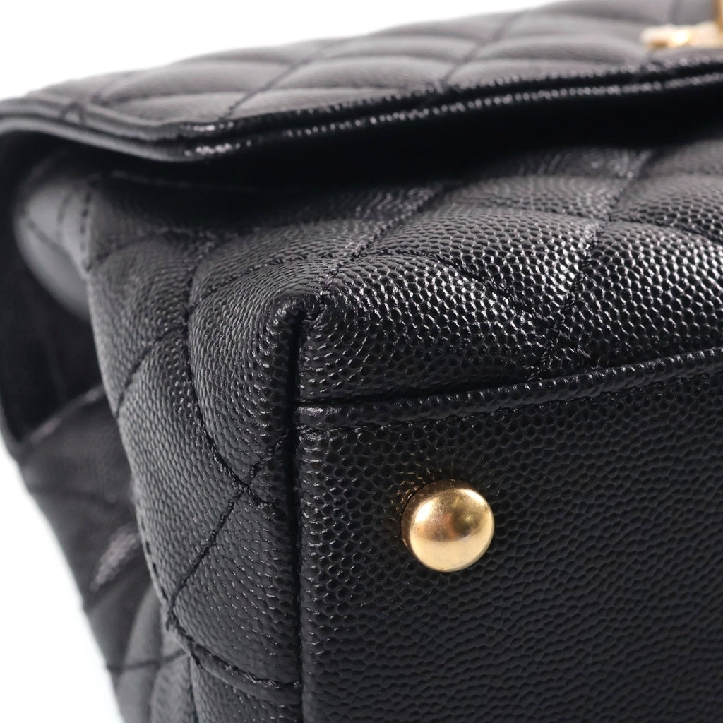 CHANEL(シャネル) ココハンドル XS 2WAY ショルダーバッグ トップハンドル ゴールド金具 キャビアスキン ブラック A92990 レディース