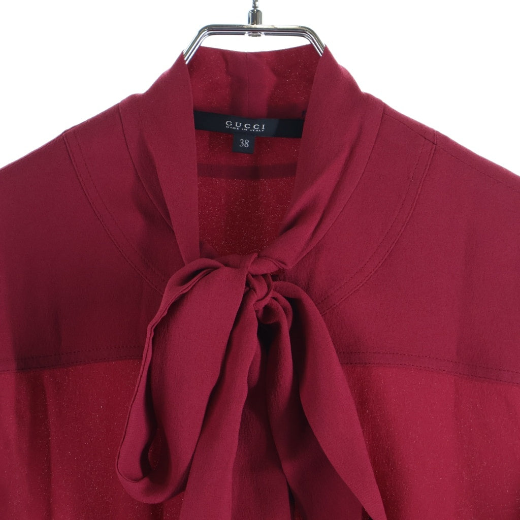 GUCCI(グッチ) ノースリーブ トップス リボンタイ サテン レッド レディース