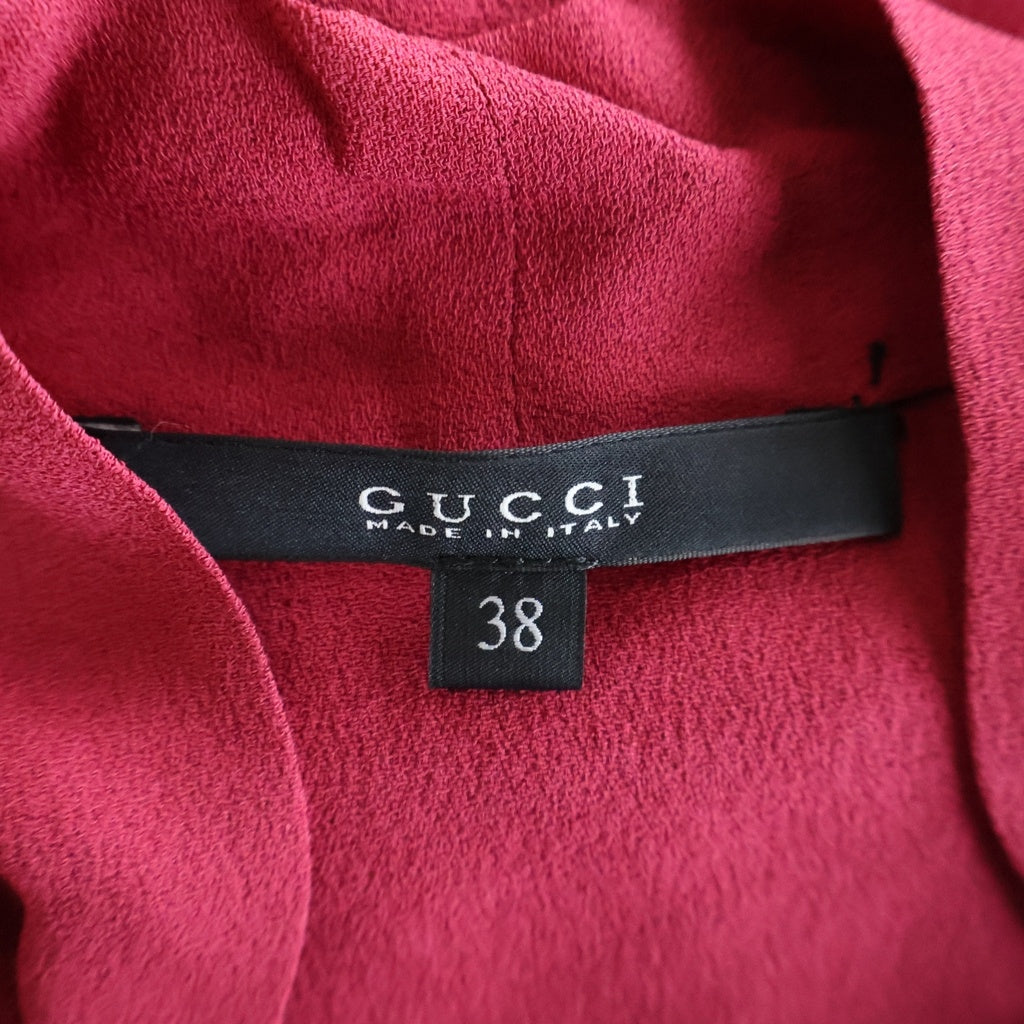GUCCI(グッチ) ノースリーブ トップス リボンタイ サテン レッド レディース