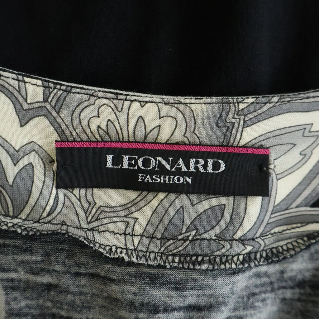 LEONARD(レオナール) フロント ツイスト ワンピース ブラック/ホワイト レディース