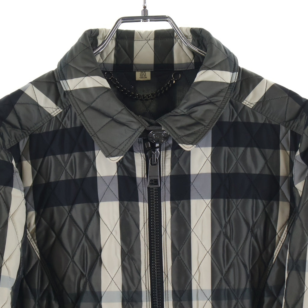 BURBERRY(バーバリー) メガチェック 総柄ブルゾン キルティングジャケット ポリエステル グレー/ホワイト 3666120 レディース