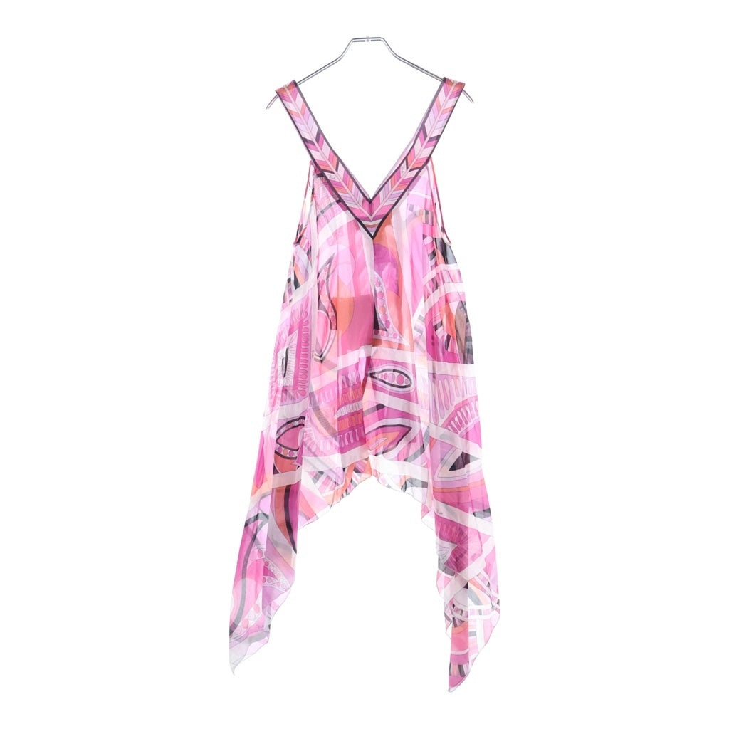 EMILIO PUCCI(エミリオプッチ) ノースリーブ 変形トップス チュニック 総柄 マルチカラー ピンク 42WP10 レディース