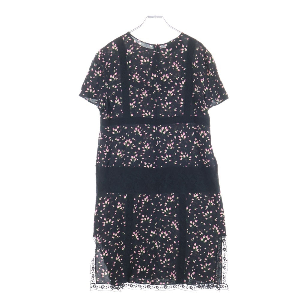 PRADA(プラダ) 花柄シフォンレースワンピース ドレス レース切り替え ブラック P31X3 R181 1Q1A レディース