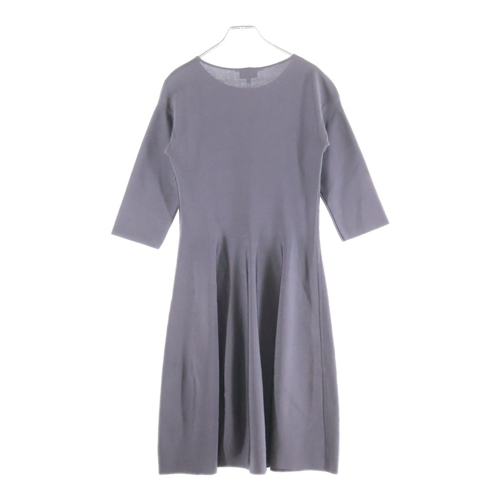 GIORGIO ARMANI(ジョルジオアルマーニ) ラウンドネック 長袖ロングワンピース ドレス ビスコース ポリアミド グレー SAA09M SA32M レディース