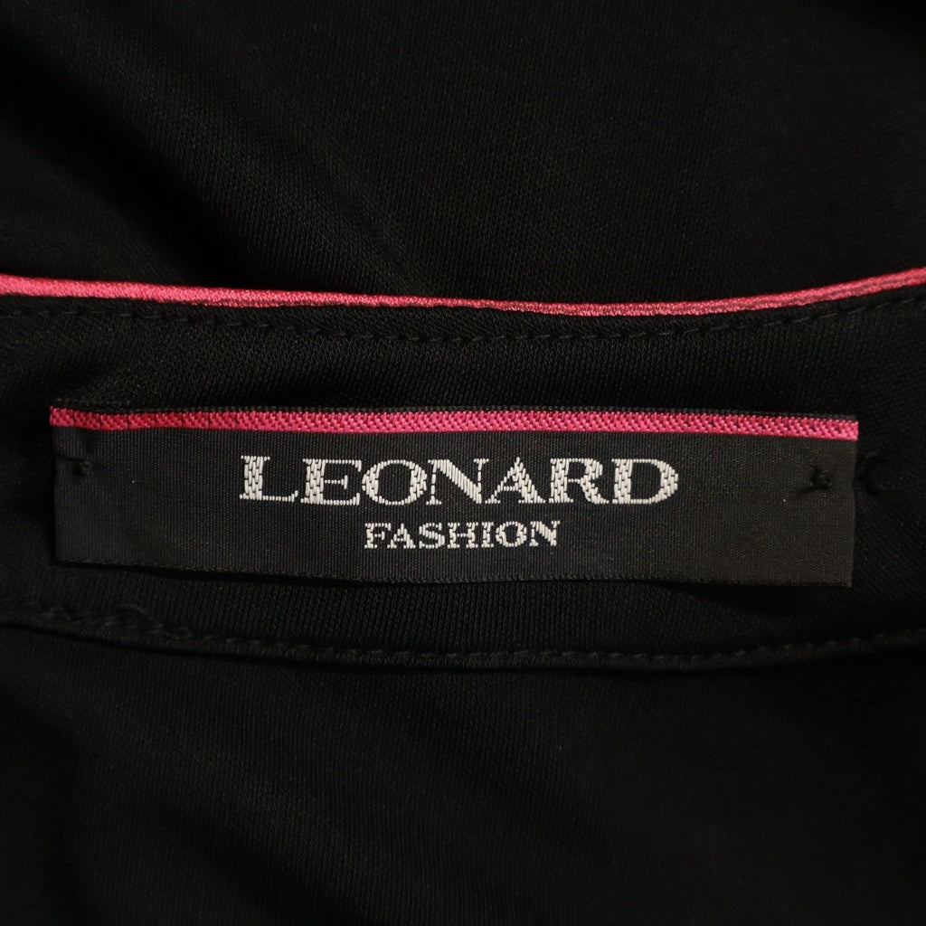 LEONARD(レオナール) カシュクール ワンピース ドレス ドレープ トリアセテート ブラック/ピンク 0339272 レディース