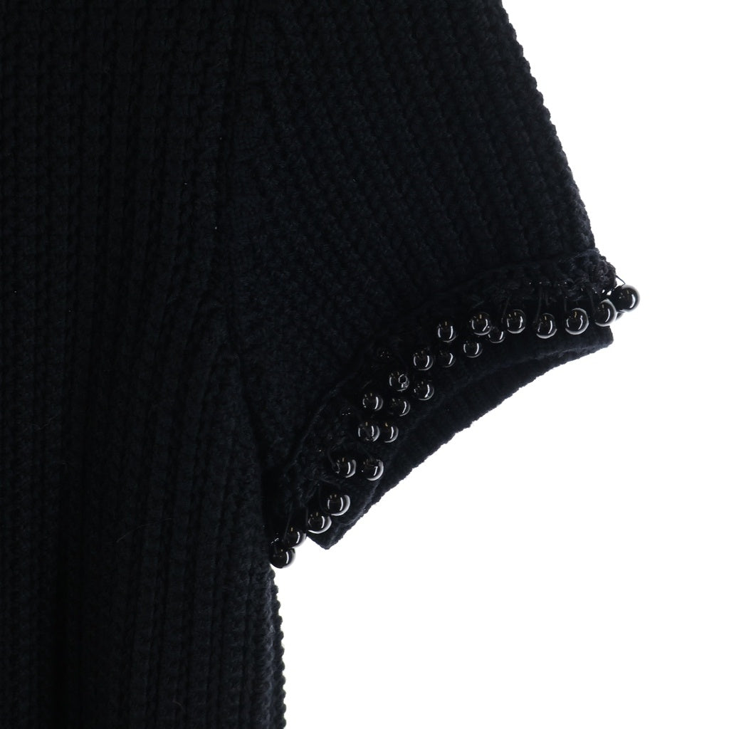 CHANEL(シャネル) 半袖 ニット ワンピース ビーズ ウール ブラック レディース