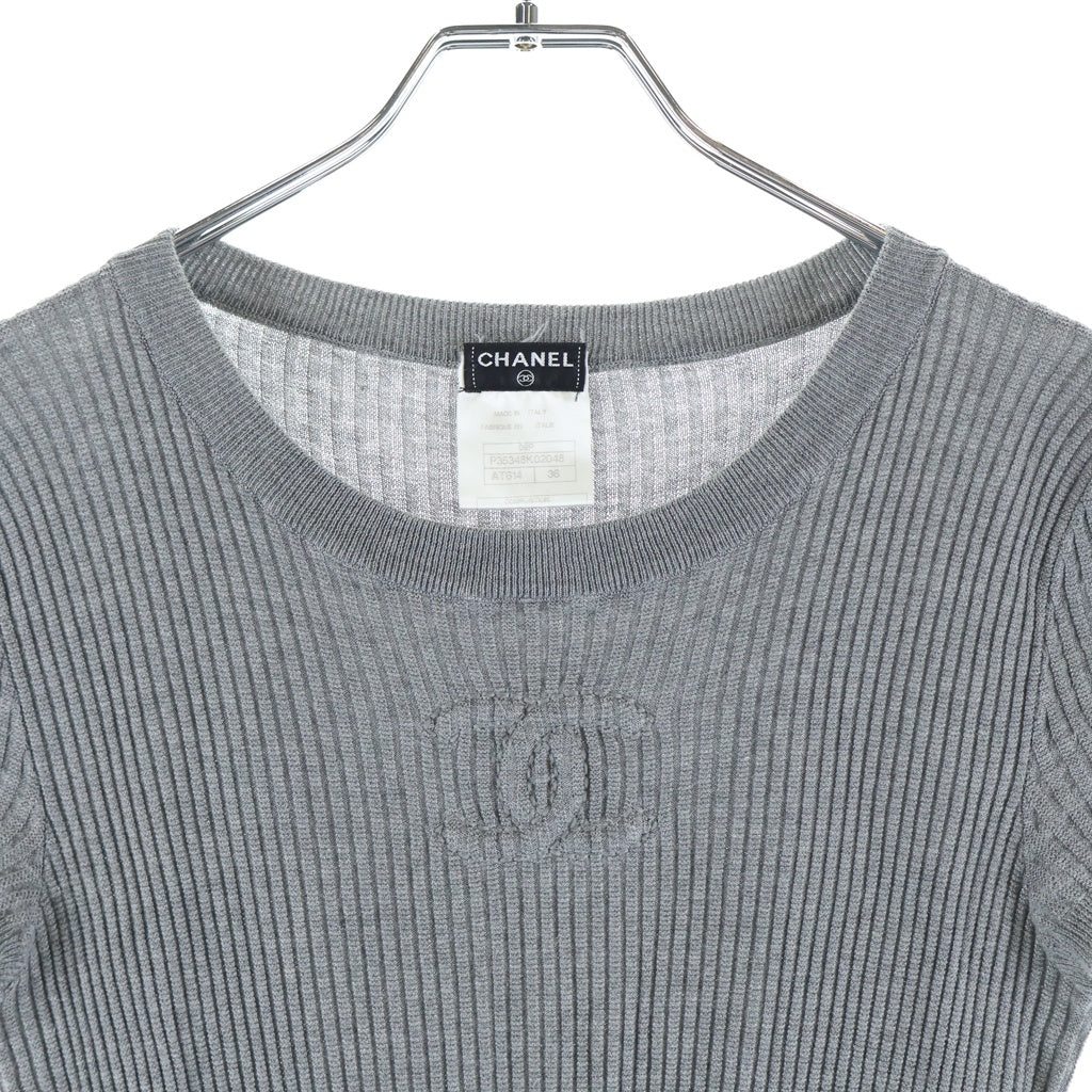 CHANEL(シャネル) ココマーク 半袖 ワンピース 09P コットン ニット グレー レディース