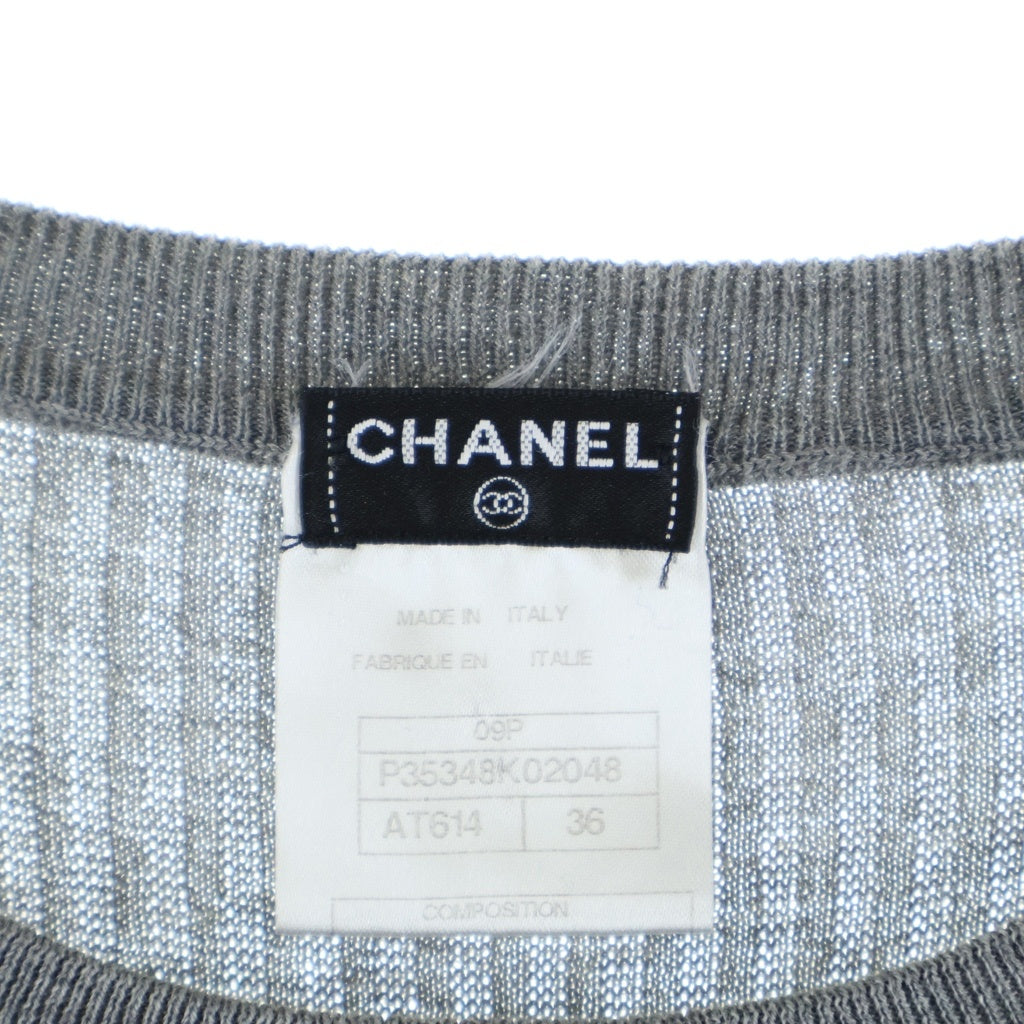 CHANEL(シャネル) ココマーク 半袖 ワンピース 09P コットン ニット グレー レディース