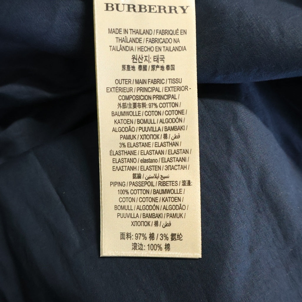 BURBERRY(バーバリー) フロント2ポケット ノーカラーシャツワンピース ドレス コットン ネイビー 4017781 レディース