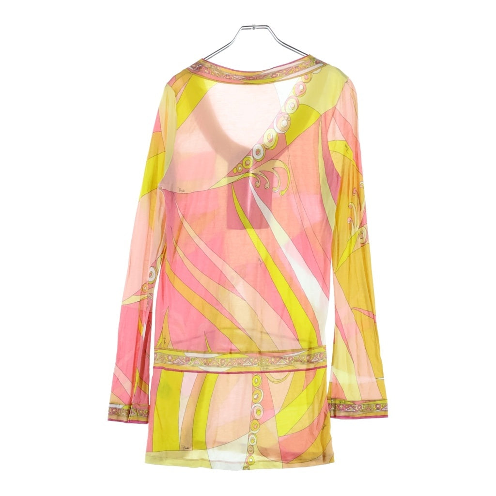 EMILIO PUCCI(エミリオプッチ) チュニック ワンピース 長袖 レーヨン ピンク/イエロー レディース