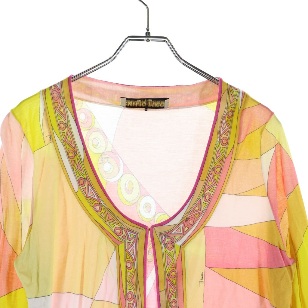 EMILIO PUCCI(エミリオプッチ) チュニック ワンピース 長袖 レーヨン ピンク/イエロー レディース