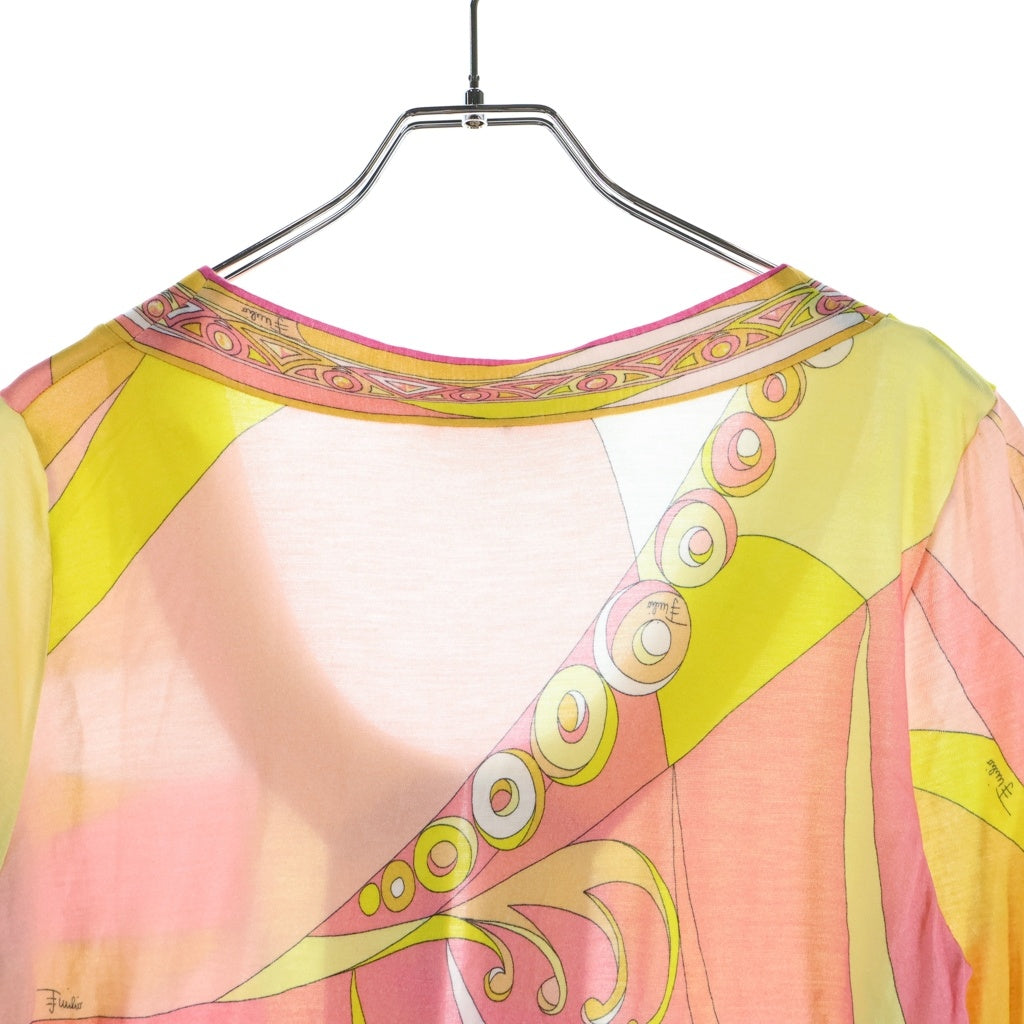 EMILIO PUCCI(エミリオプッチ) チュニック ワンピース 長袖 レーヨン ピンク/イエロー レディース