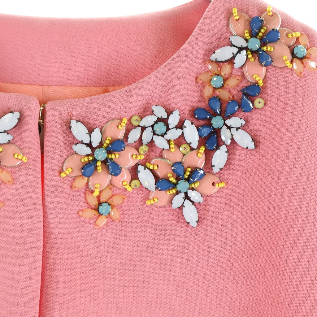 EMILIO PUCCI(エミリオプッチ) 襟花装飾 ノーカラージャケット フック ピンク 51RB60 レディース