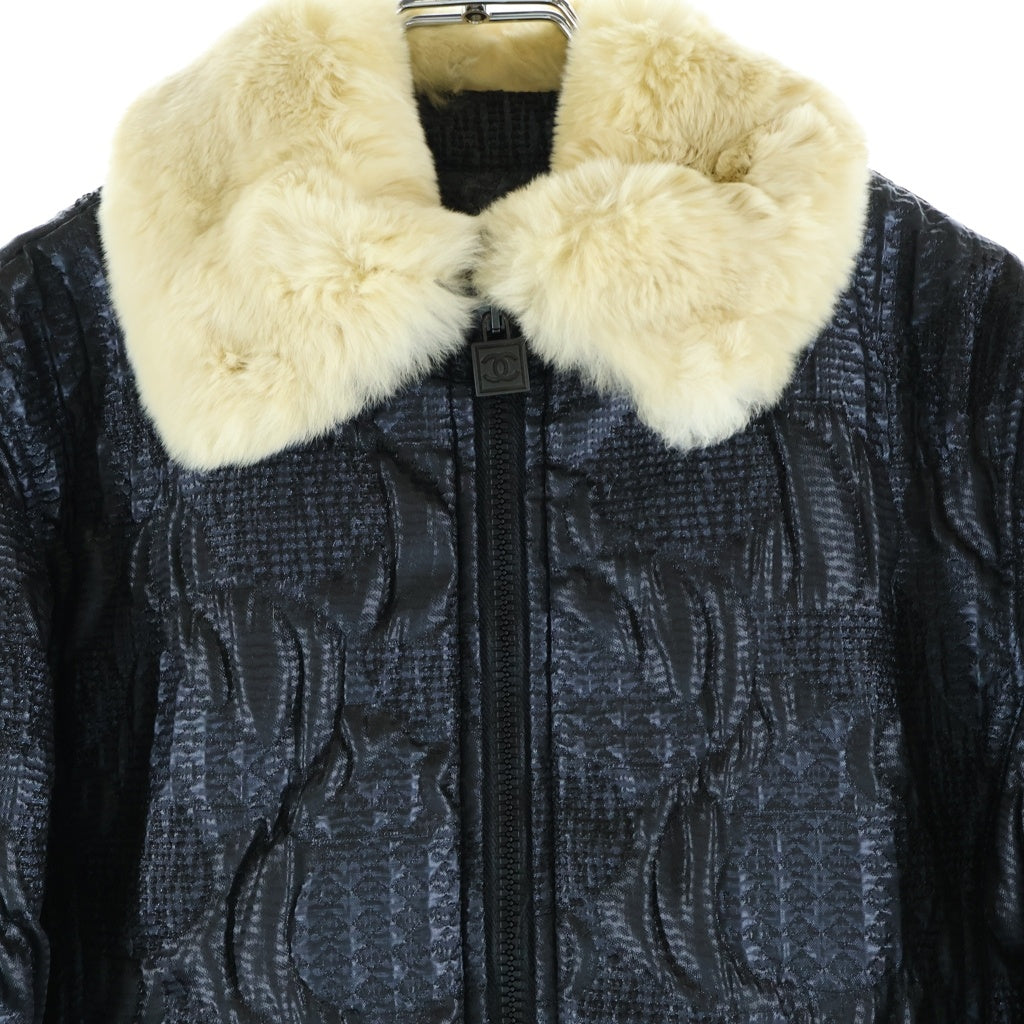 CHANEL(シャネル) スポーツライン ファー ジップアップ ジャケット ネイビー ポリエステル 08A レディース
