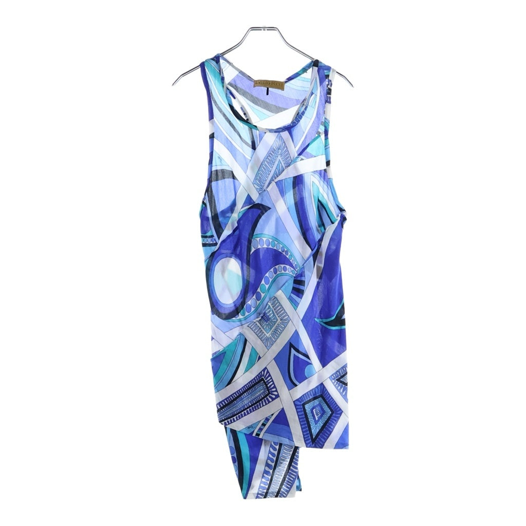 EMILIO PUCCI(エミリオプッチ) 総柄ノースリーブワンピース ブルー レディース 42WG60