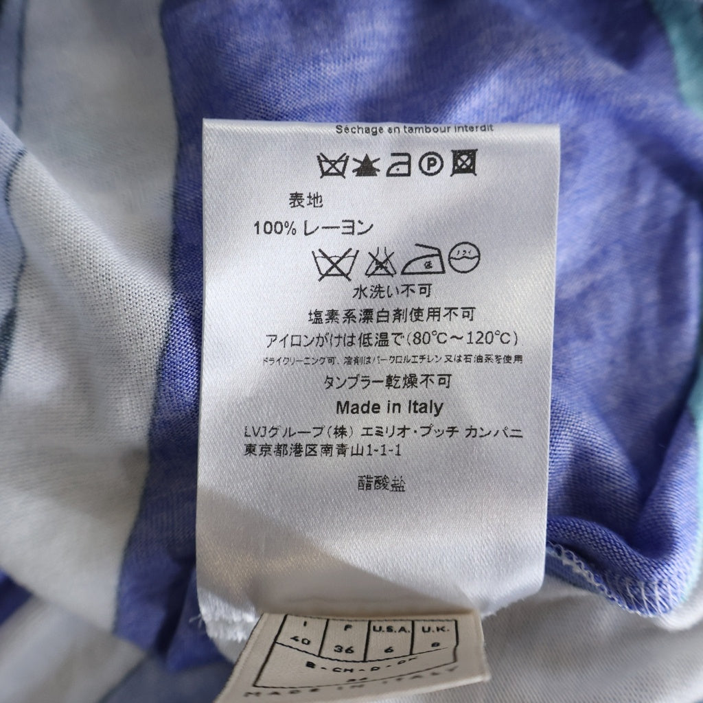 EMILIO PUCCI(エミリオプッチ) 総柄ノースリーブワンピース ブルー レディース 42WG60