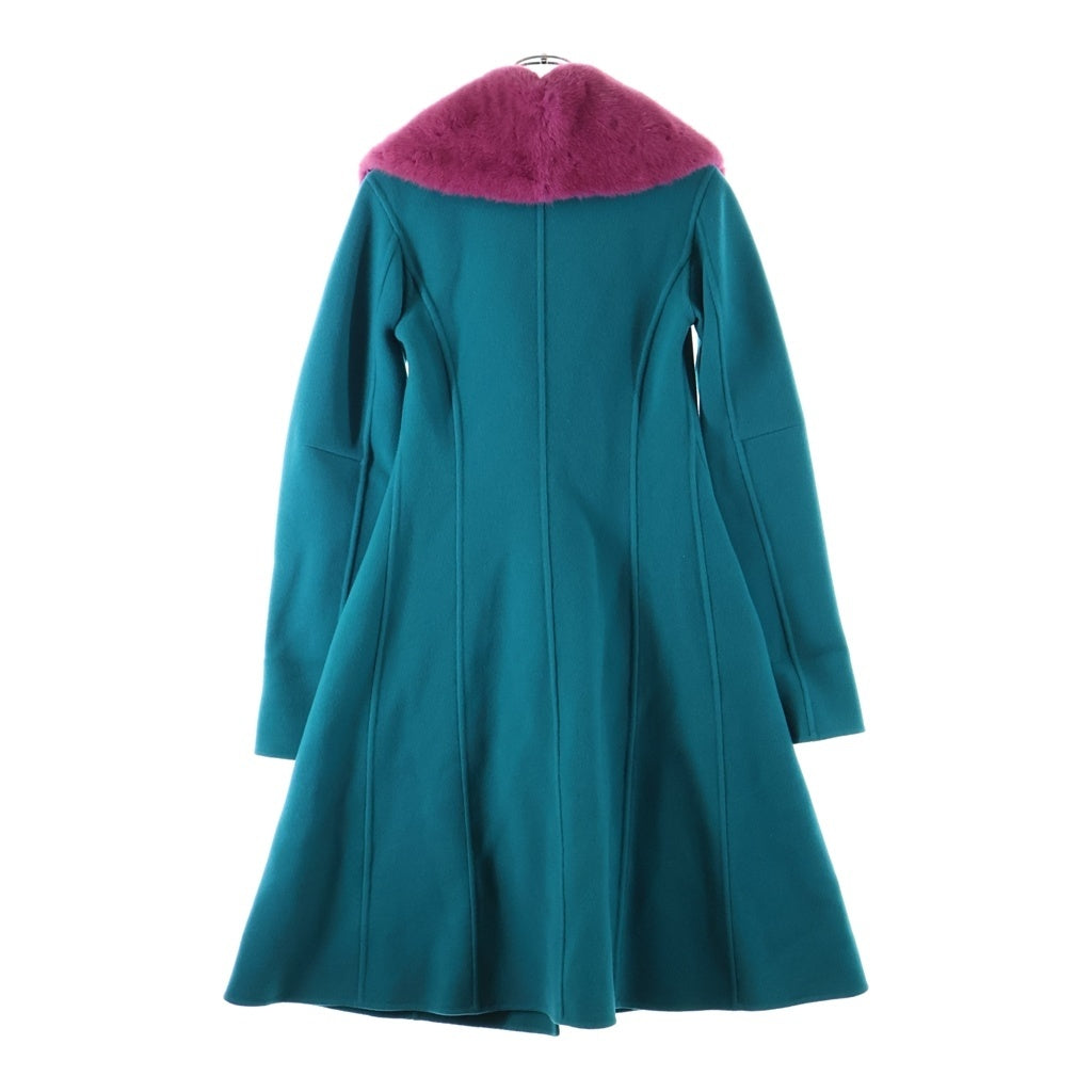 EMILIO PUCCI(エミリオプッチ) フーデット ロングコート ファー グリーン/ピンク レディース