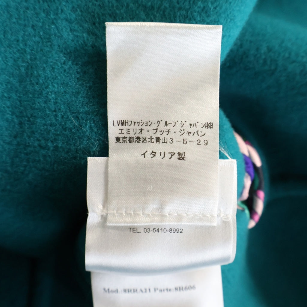 EMILIO PUCCI(エミリオプッチ) フーデット ロングコート ファー グリーン/ピンク レディース