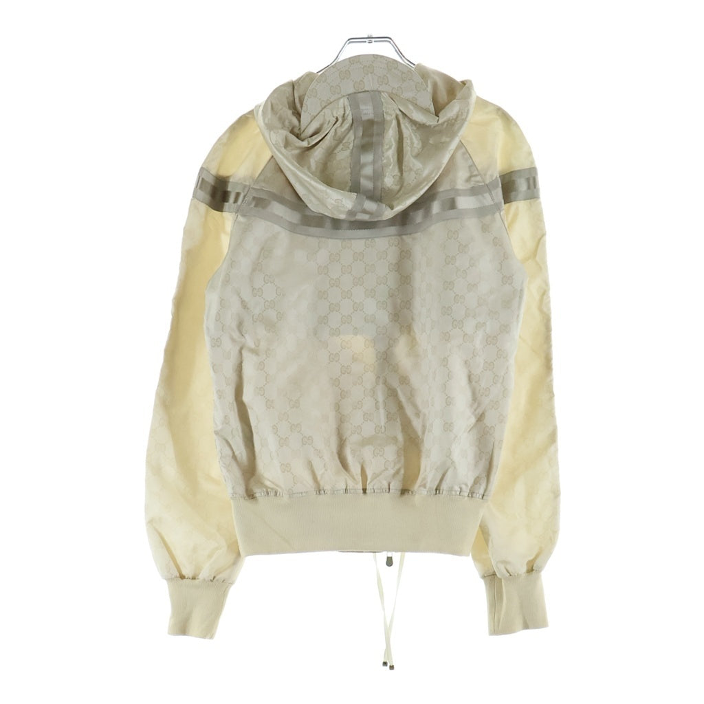 GUCCI(グッチ) フーデットブルゾン GGスプリーム ナイロンジップアップパーカー アイボリー レディース
