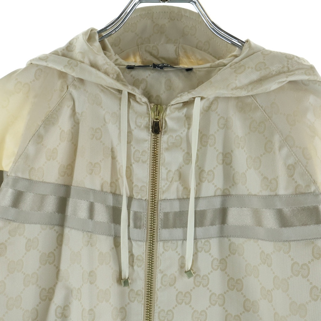 GUCCI(グッチ) フーデットブルゾン GGスプリーム ナイロンジップアップパーカー アイボリー レディース