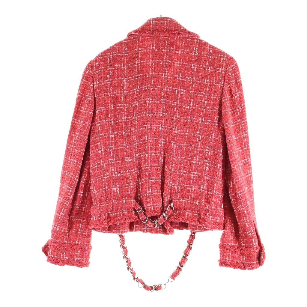 CHANEL(シャネル) チェーンツイードライダースジャケット レッド P28654V17992 レディース