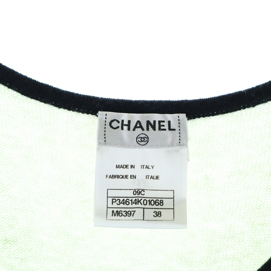 CHANEL(シャネル) ノースリーブ ワンピース フロント ロゴ ココマーク カシミヤ 09C ライトグリーン/ブルー P34614 レディース