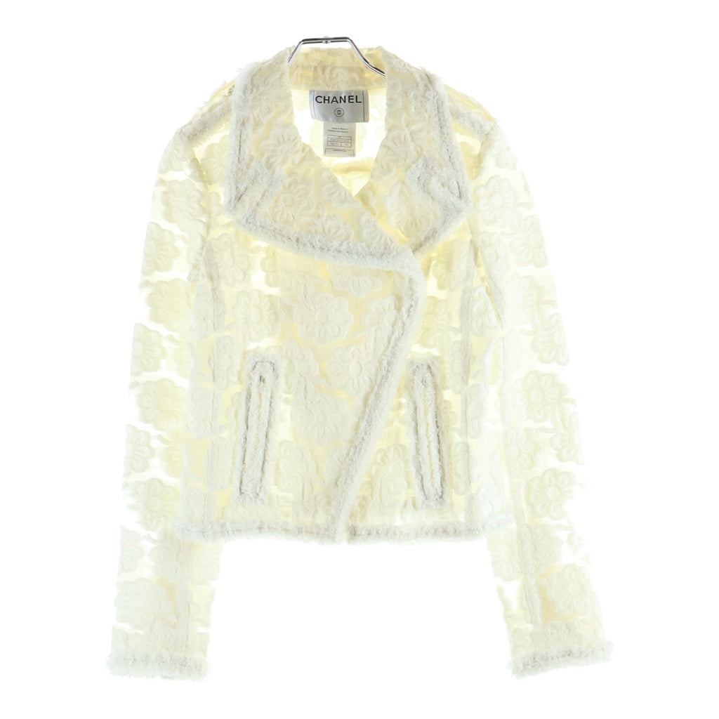 CHANEL(シャネル) シースルーパイル地ライダースジャケット ホワイト P34725V23580 レディース