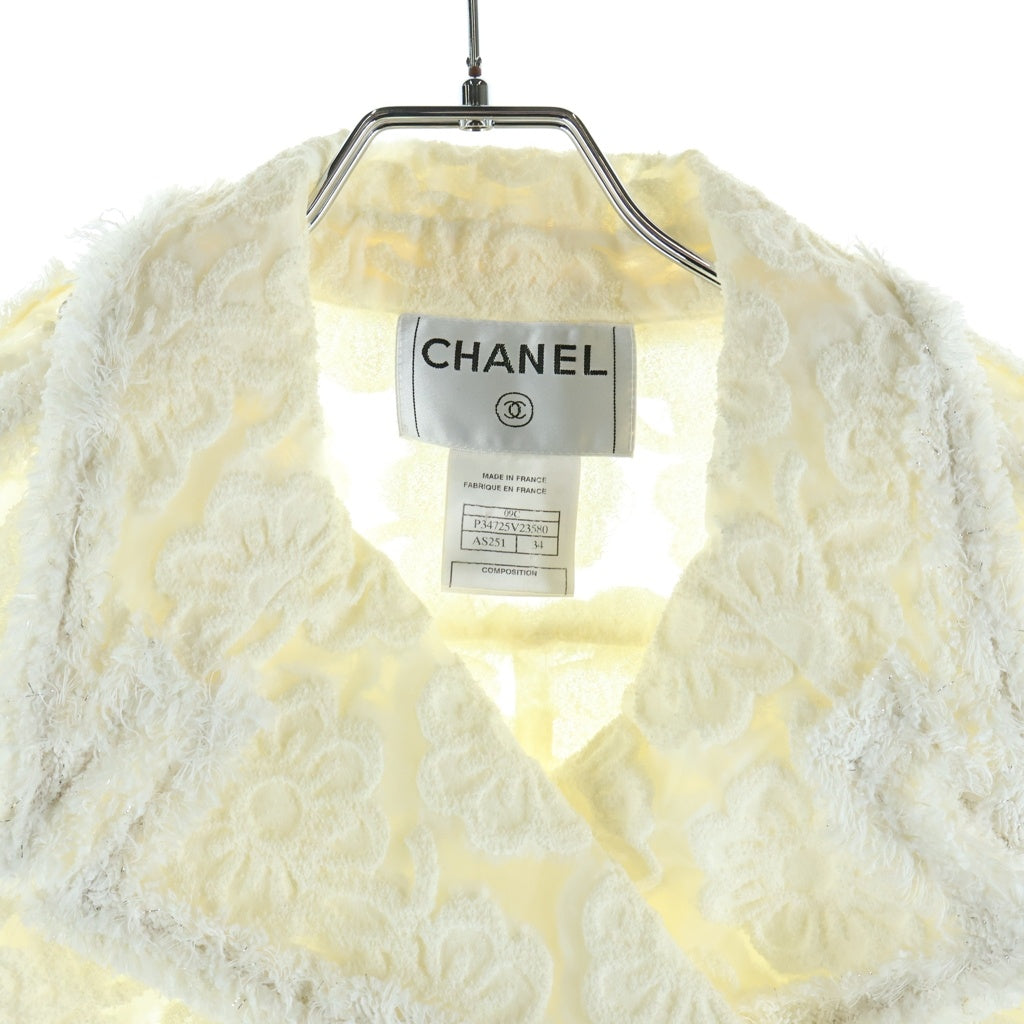 CHANEL(シャネル) シースルーパイル地ライダースジャケット ホワイト P34725V23580 レディース