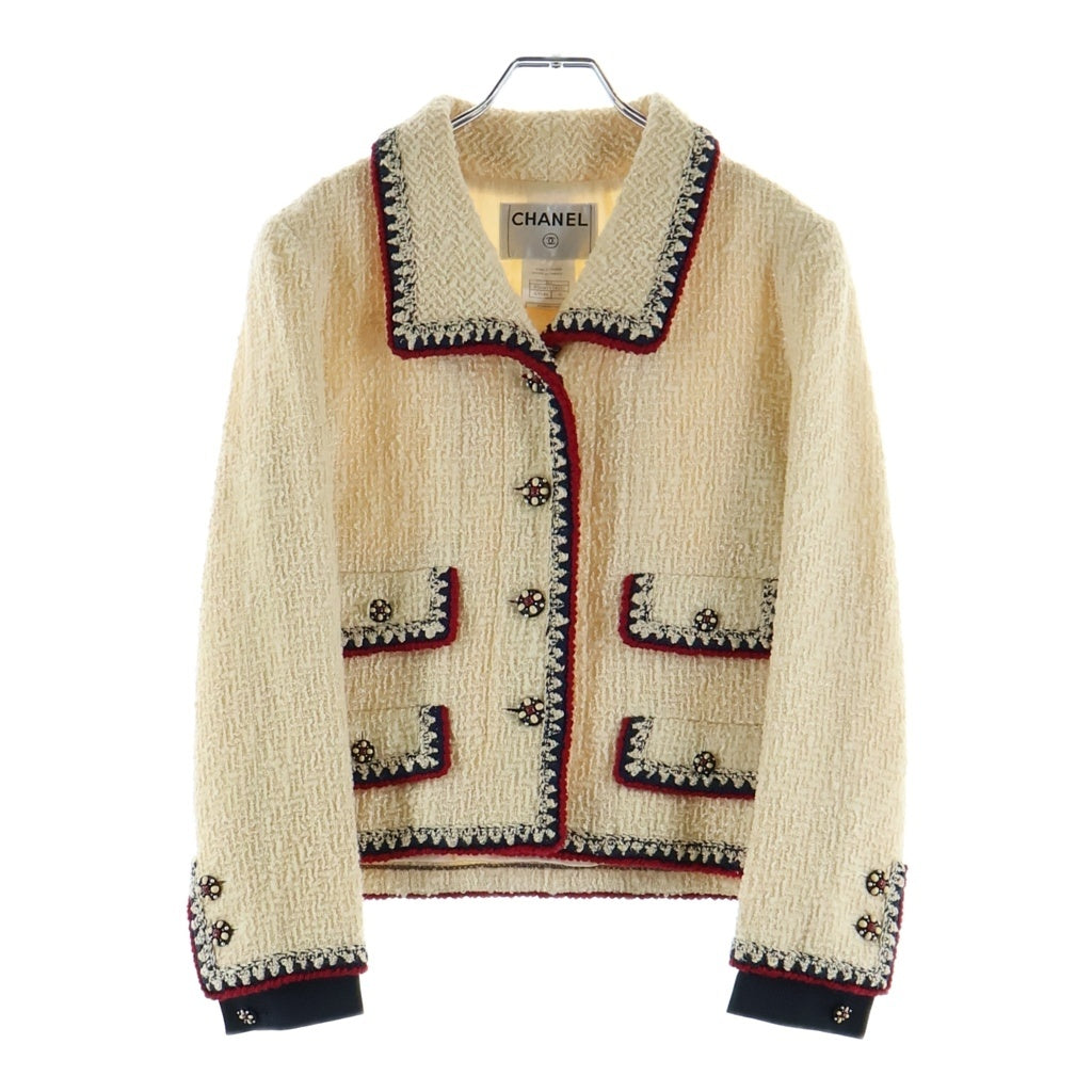 CHANEL(シャネル) ツイード ジャケット アウター 06A カメリア アイボリー P28981 レディース