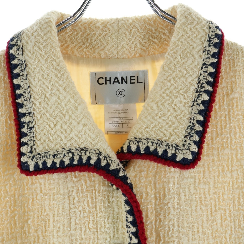 CHANEL(シャネル) ツイード ジャケット アウター 06A カメリア アイボリー P28981 レディース