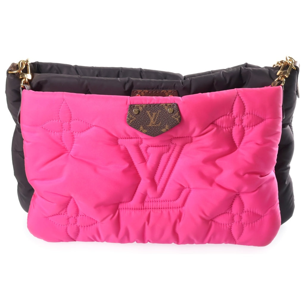LOUIS VUITTON(ルイヴィトン) マキシ ミュルティ ポシェット アクセソワール LVピロー リサイクルナイロン モノグラム ノワール/フューシャ M58980 レディース