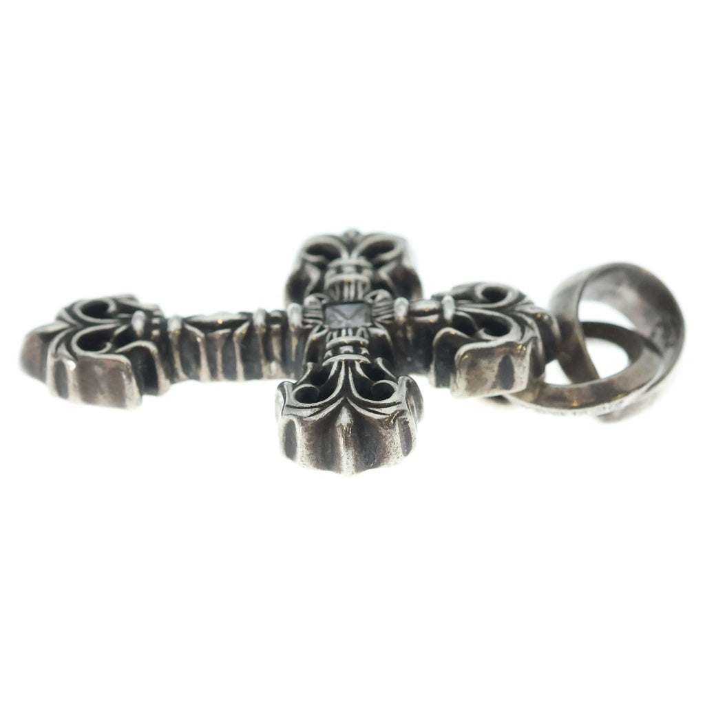 CHROME HEARTS(クロムハーツ) FILIG CROSS-XSM W BALE フィリグリークロスXS PAVEダイヤ Wベイル ネックレストップ シルバー